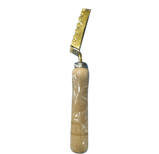 KAI 貝印 營業用刮魚鱗器 3排 P136-19L, 1個, 木色 + 金色