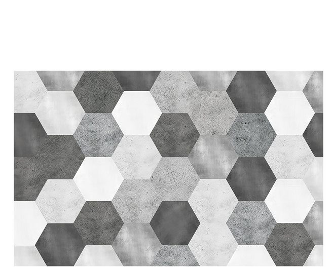 QiMart 獨家設計款珪藻土吸水軟地墊, 六角銀河北歐風 灰色 + 黑色 + 白色, 1個