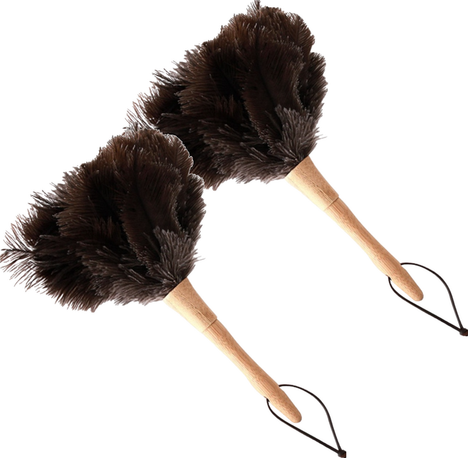 Nature Living 鴕鳥羽毛除塵撢 木柄, 木柄 深棕色, 2支