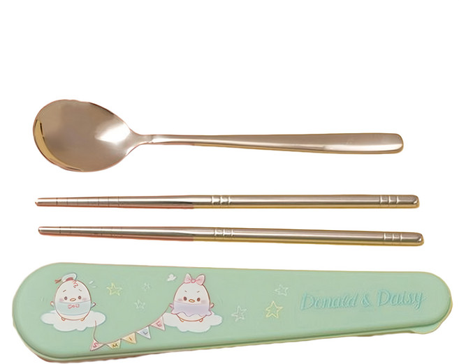 Disney 迪士尼 Ufufy系列 環保隨身餐具組 CA924, 唐老鴨黛西, 湯匙 + 筷子, 1組