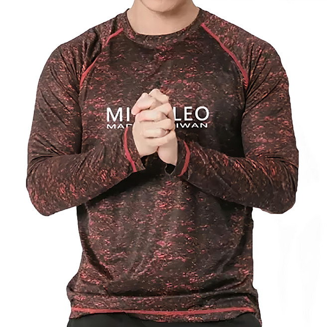 MI MI LEO 台灣製 竹炭科技機能薄長袖 登山衣 運動休閒服 深色款, 黑紅