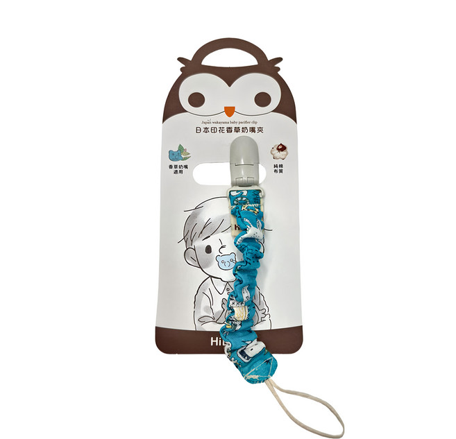 HiBOU 喜福 日本印花布香草奶嘴夾 驚喜男寶款, 顏色隨機, 1個, 0歲以上
