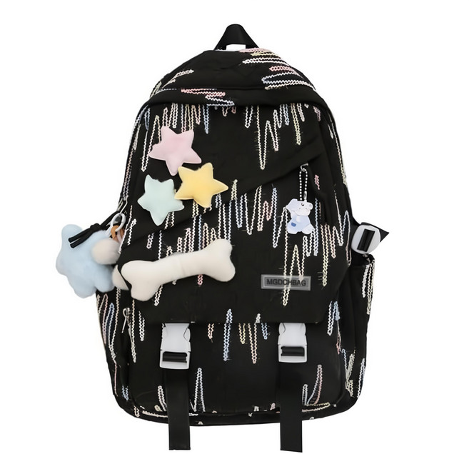 HENRAY 亨睿兄弟 韓系INS風格 潮流後背包, 黑色, 1個