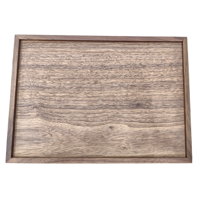 日式原木托盤 40x30x2cm 有防滑, 胡桃木色, 1個