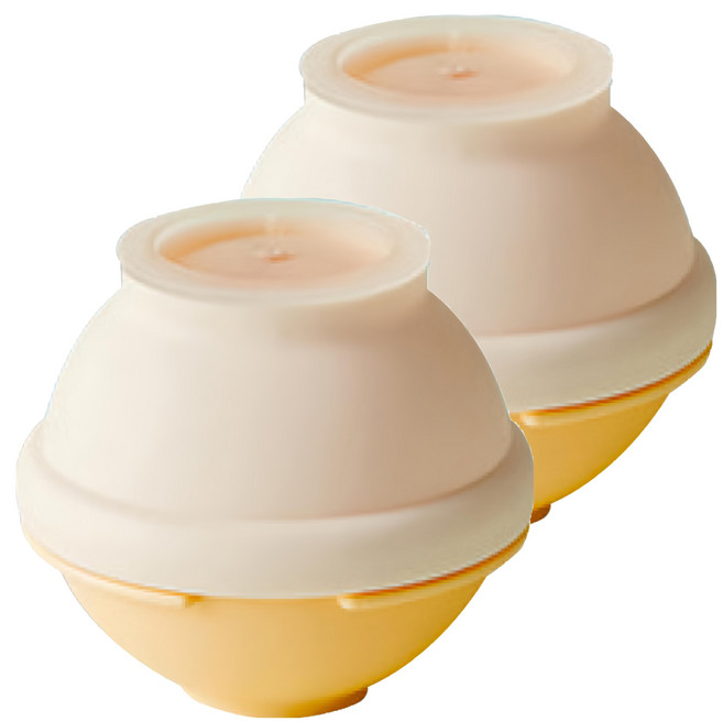 le.star 樂斯達 百變創意製冰球模具盒 大圓球款, 奶茶白, 2個