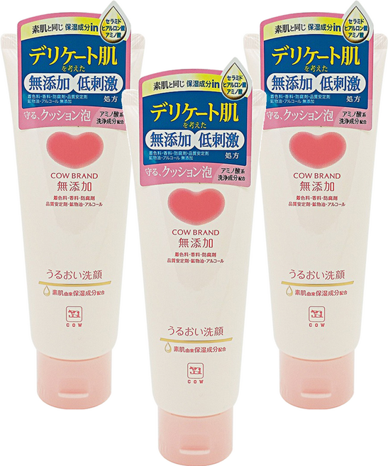 COW STYLE 牛乳石鹼 無添加保濕洗面乳, 110g, 3條