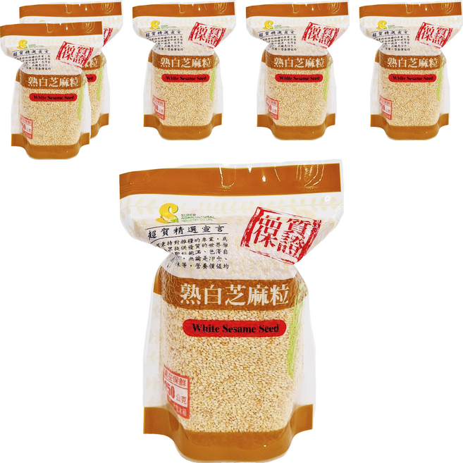 超賀 熟白芝麻粒, 250g, 6包