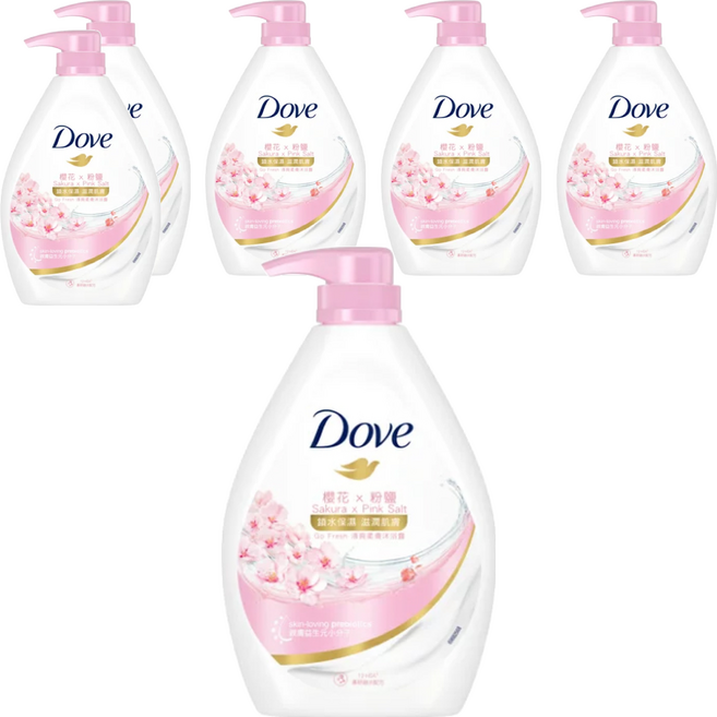 Dove 多芬 櫻花 粉鹽 清爽柔膚沐浴露, 900g, 6瓶