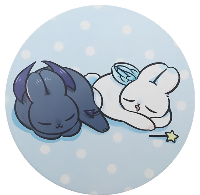 YENDAR 研達 ㄇㄚˊ幾兔 天使&惡魔兔吸水杯墊 鶯歌陶瓷 台灣原產, 午睡款, 1個