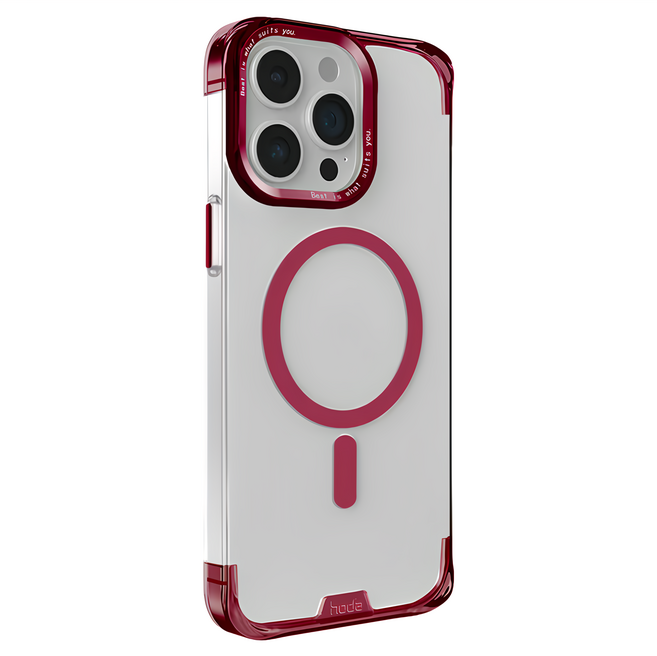 HODA 好貼 羽石 手機 保護殼 防摔殼 iPhone 15 Pro MagSafe Compatible SGS軍規防摔 酒紅色