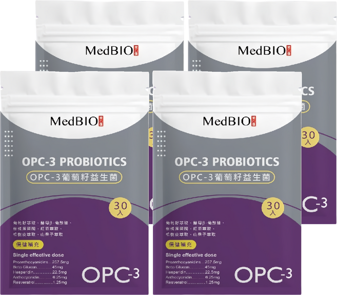 MedBIO 美百優 OPC-3葡萄籽益生菌膠囊, 500mg, 30顆, 4包