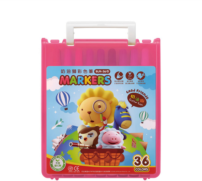 SIMBALION 雄獅 BLM 透明盒彩色筆 粉紅, 36色, 1盒