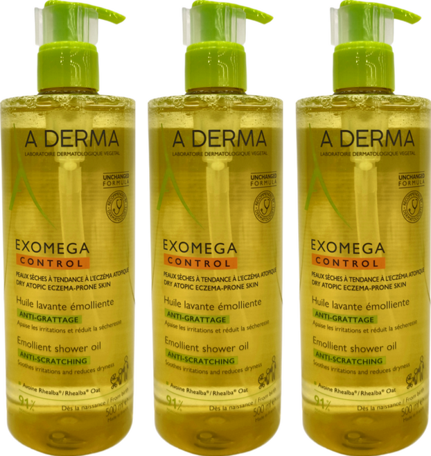 A-DERMA 艾芙美 新葉益護佳沐浴露 舒緩乾燥 適用於嬰幼童、成人、老年人, 500ml, 3瓶