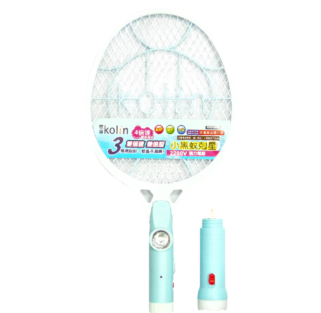 Kolin 歌林 三層網分離式充電電蚊拍, 藍色 + 白色