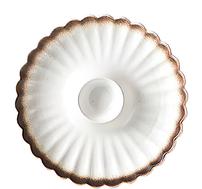 上手家居 富士山水餃盤 環沙細雪 陶瓷圓盤 創意餐具, 1個