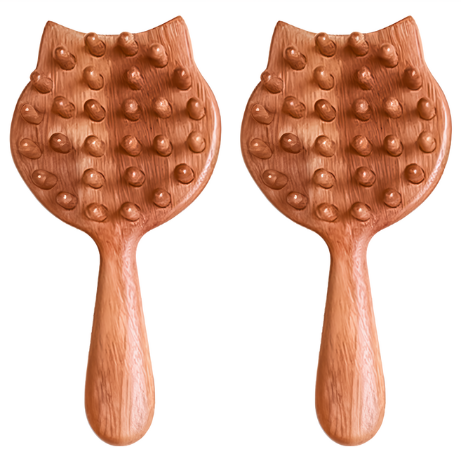 小麥購物 檀木貓咪按摩梳 G823 92g, 棕色, 2支