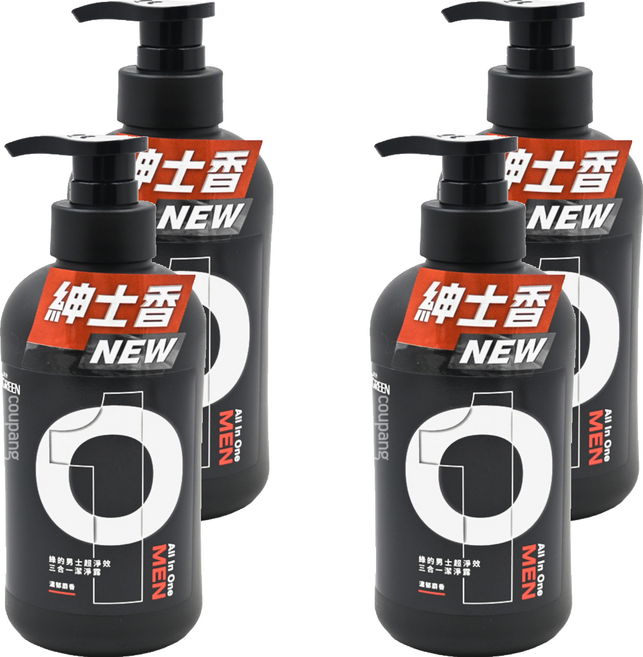 GREEN 綠的 男士超淨效三合一潔淨露 紳士香, 500ml, 4瓶