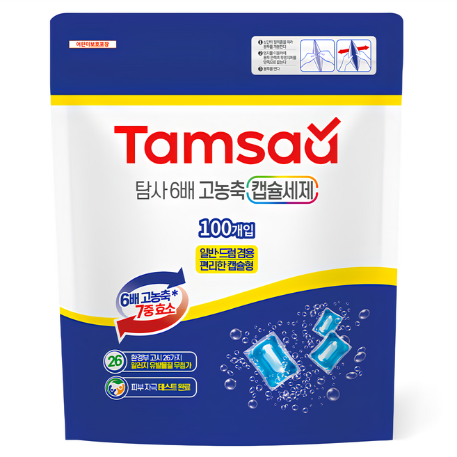 Tamsaa 六倍高濃縮洗衣膠囊, 100顆, 1袋