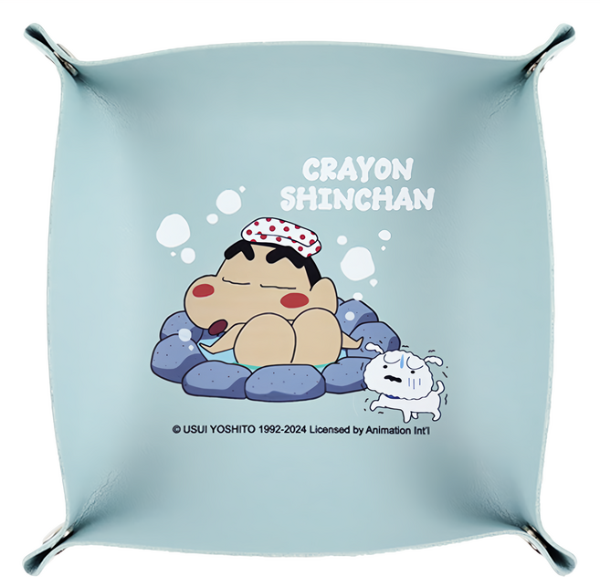 Shinchan 蠟筆小新 皮革收納籃 25x25cm, 泡溫泉, 1個