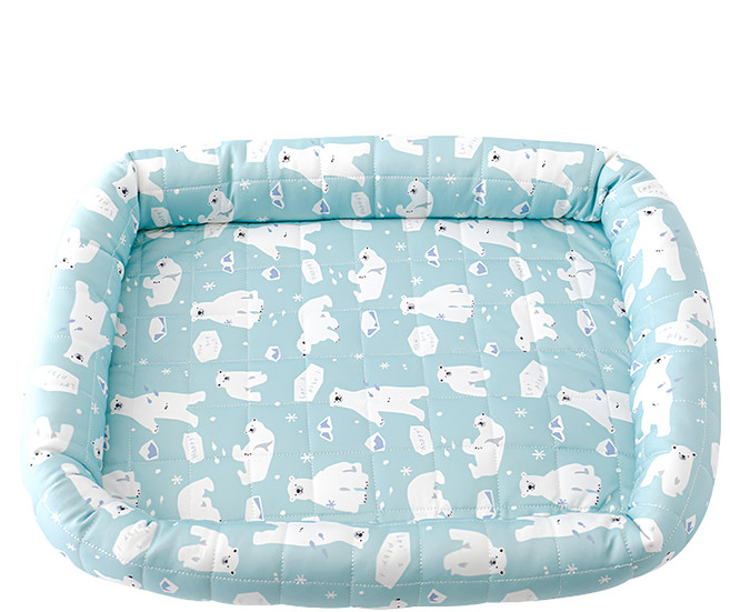 冰絲涼感寵物窩 方型, 綠色 + 白色, 1個