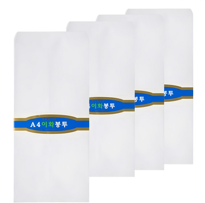 Ehwa A4規格空白信封 220 x 105mm (100個) - 優質紙張 適用於辦公室、學校、家庭, 4組, 白色