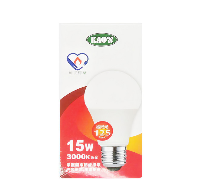 KAO'S 高氏 LED 節能燈泡 KA215-Y 15W, 黃光, 1個