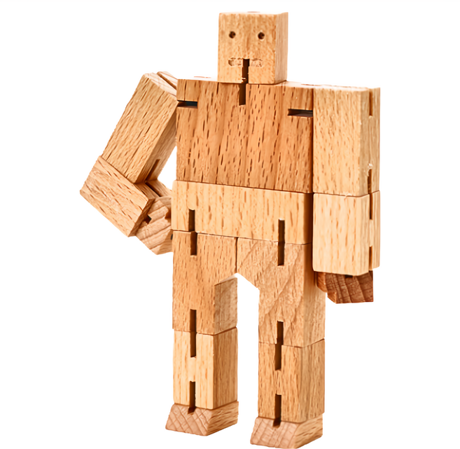 AREAWARE Cubebot 積木變形機器人 迷你 玩具, 原木色, 1個