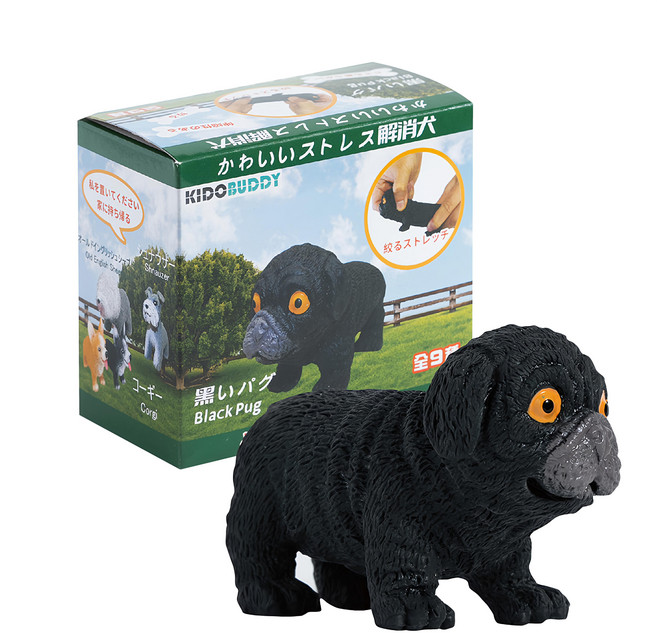 KIDO BUDDY 紓壓犬 黑色巴哥犬 8.5 x 4.5 x 6cm, 1盒