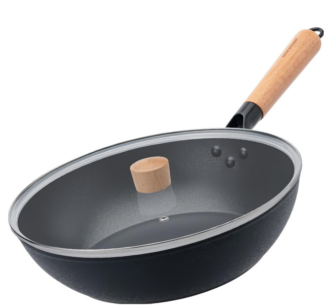 cook power 鍋寶 日式原木黑鍛8層不沾鍋炒鍋 附蓋 IH/電磁爐適用, 1個, 30cm