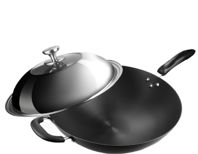 MASIONS 美心 鈦極鍋 厚釜鑄造複合金單柄不沾炒鍋/炒菜鍋 附不鏽鋼蓋 台灣製, 黑色, 1個, 34cm