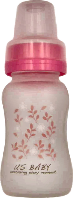 US baby 優生 真母感特護玻璃瓶 一般口徑特護 0歲以上, 粉色, 120ml, 1個
