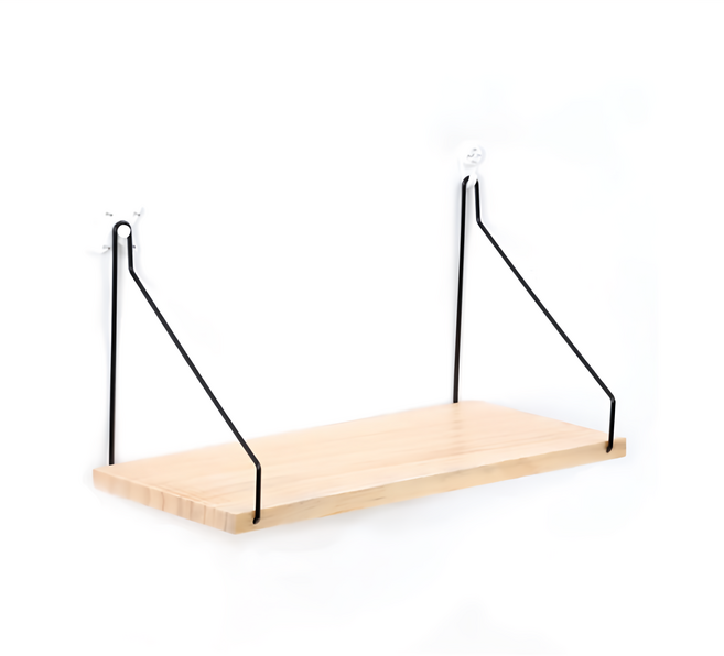 E.dot 北歐風木質隔板置物架 原木色 木板金屬材質 尺寸30x15x1cm, 1個