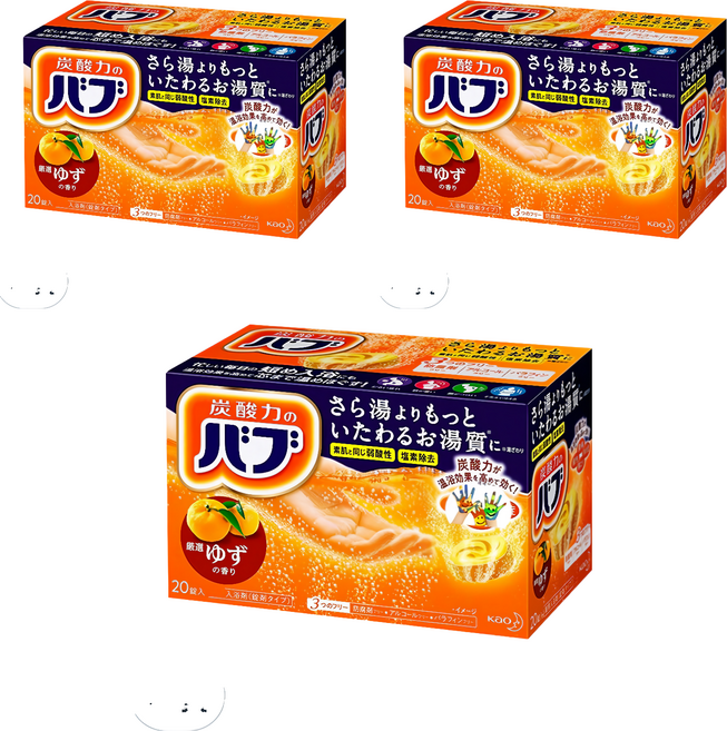 Kao 花王 Bub 芳香舒活碳酸入浴劑 柚子香 20錠 Set, 40g, 3盒