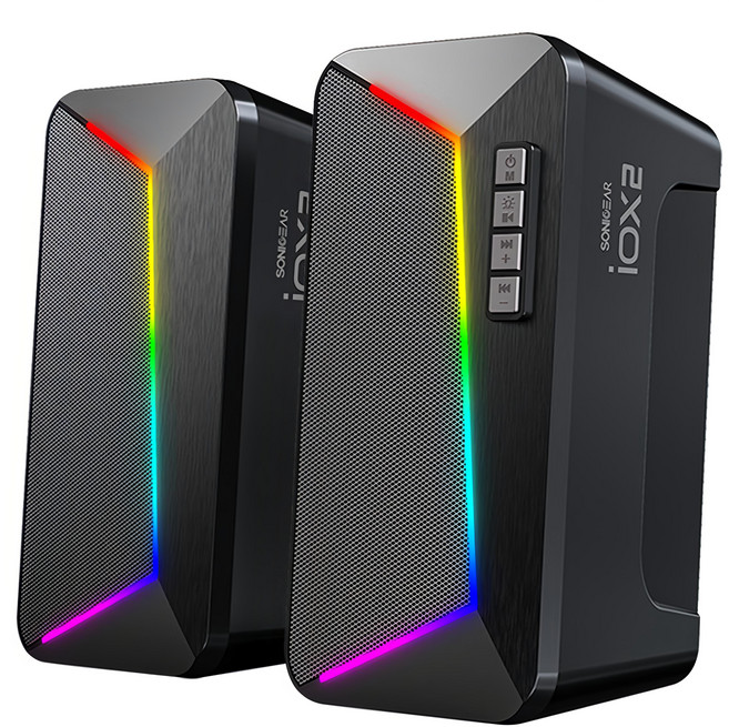SONICGEAR USB藍牙多媒體音箱 2.0立體聲 RGB彩光, iOX 2, 黑色