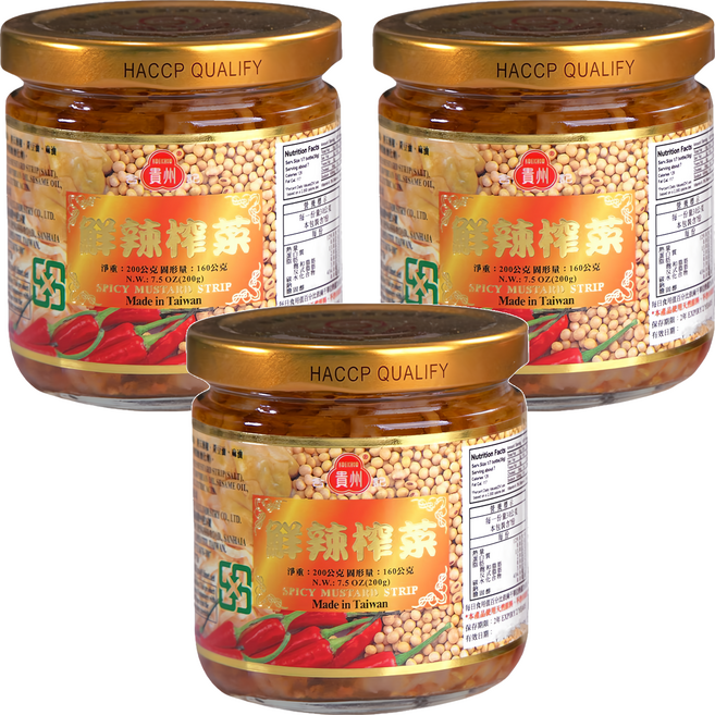 合記貴州 貴州 鮮辣榨菜, 200g, 3罐