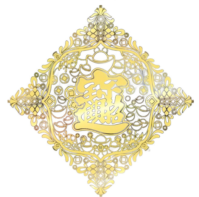 WE CHAMP 金碧輝煌春節燙金無痕壁貼-燙金剪影貼-9, 金色