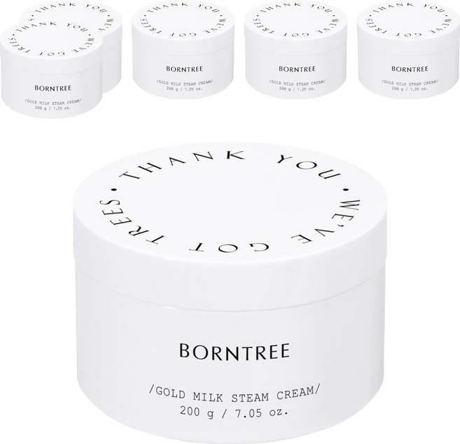 BORNTREE 黃金牛奶蒸氣乳霜 200g 強效保濕 質地柔軟 輕薄質感 四季可用, 6罐