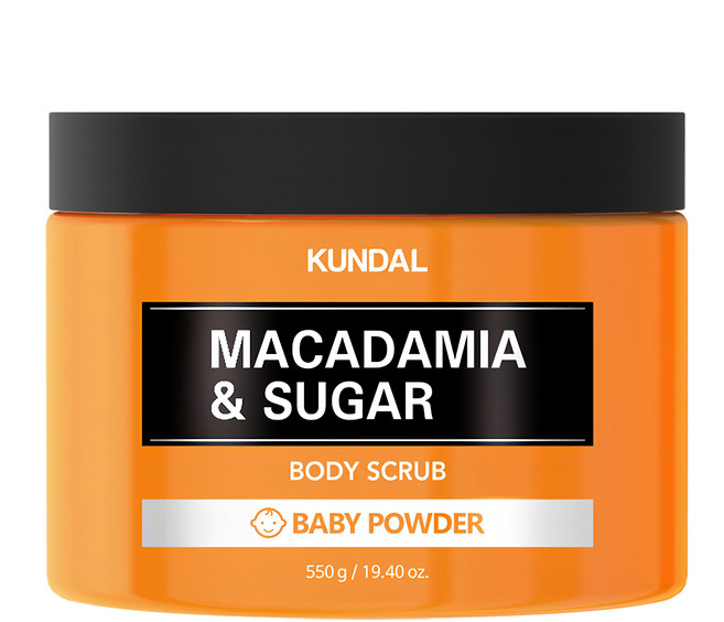 KUNDAL 昆黛爾 澳洲堅果細砂糖磨砂膏 嬰兒爽身粉香, 550g, 1罐
