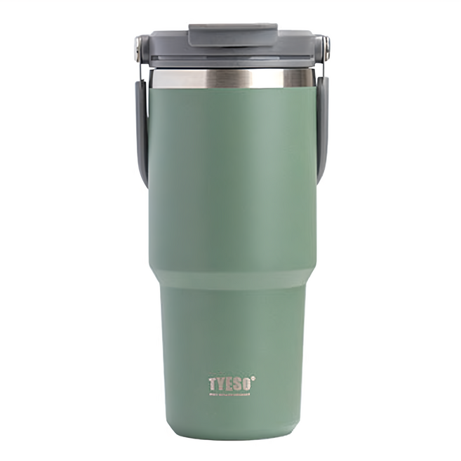 TYESO 泰碩 304不鏽鋼保溫保冷随行杯, 綠色, 750ml, 1個