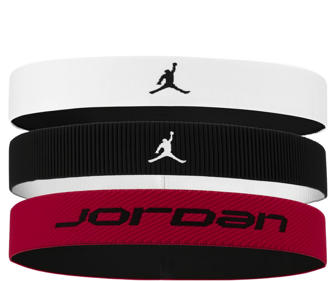 NIKE 耐吉 JORDAN 喬丹 ELASTIC SPORT 寬版頭帶 3 PK J1012023117OS, 1組, 白色 + 黑色 + 紅色