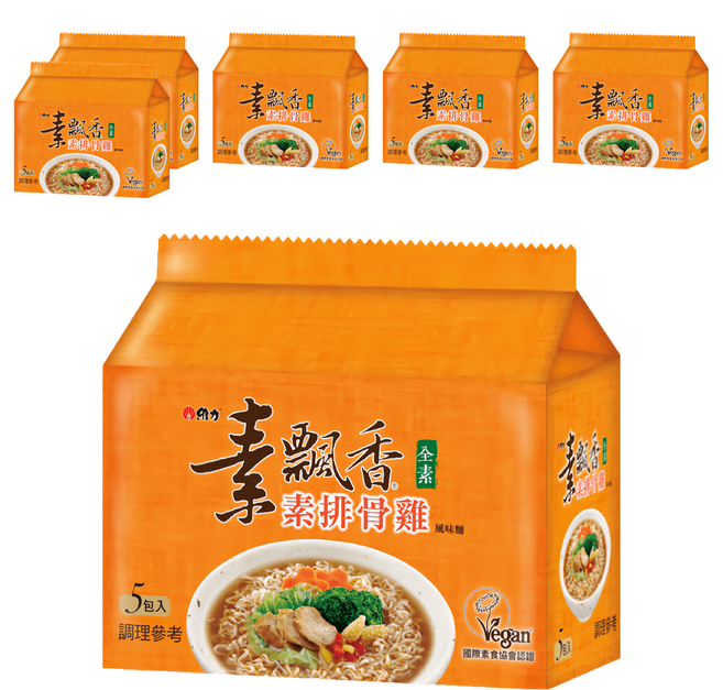 維力 素飄香 素排骨雞風味麵 90g, 30包