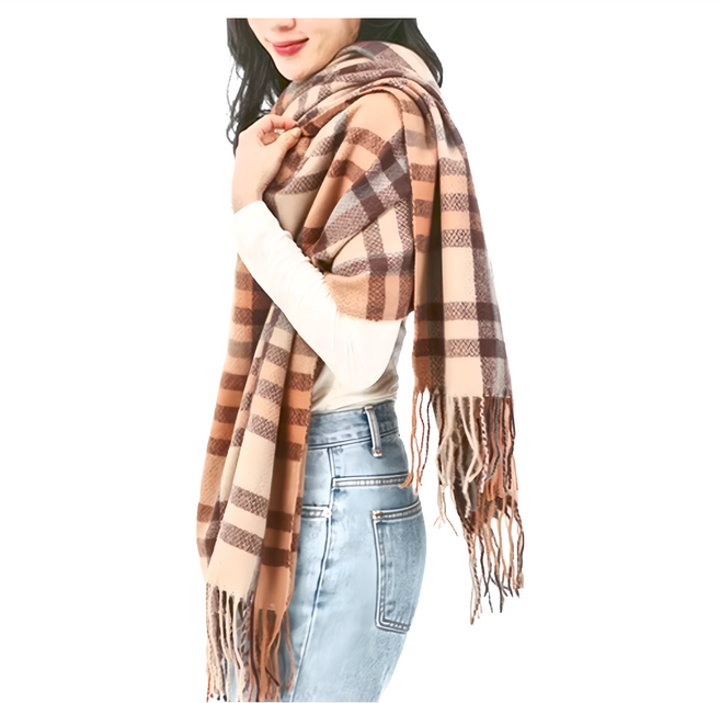 KissDiamond 韓系INS波浪格紋圍巾