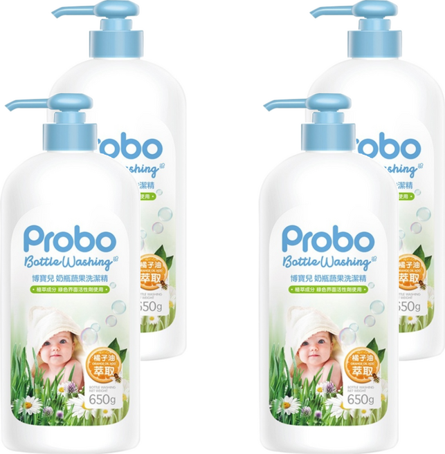 Probo 博寶兒 奶瓶蔬果洗潔精, 650g, 4瓶