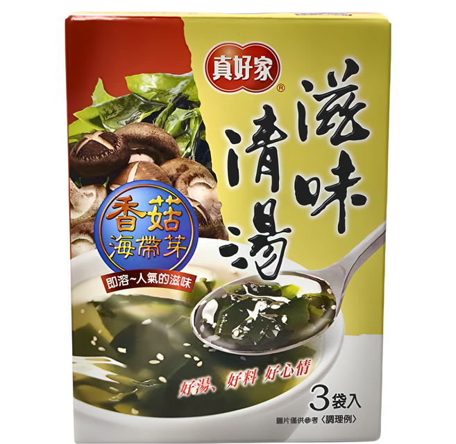 真好家 香菇海帶嫩芽湯 3包, 26.7g, 1盒