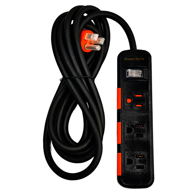 PowerSync 群加 1開3插滑蓋防塵防雷擊延長用電源線組 3孔 TS3DC127 18.5 x 4.5 x 2.6cm 470g, 黑色, 1條, 2.7m
