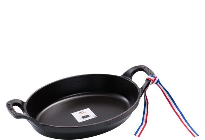 Staub 橢圓形鑄鐵烤盤 28cm 黑色 法國製, 1個