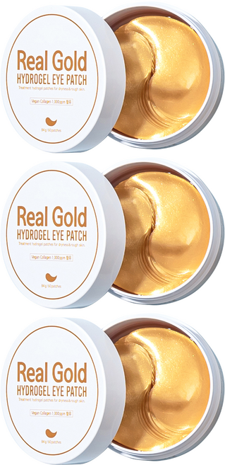 Prreti Real Gold 水潤凝膠眼膜 深層保濕 提亮眼周肌膚 60片, 3罐