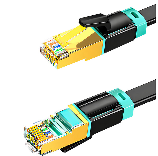 山澤 Cat.8超極速40Gbps傳輸雙屏蔽抗干擾電競級網路扁線 2M, 黑色, 1條