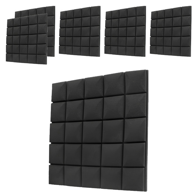 Osun 自黏阻燃高密度吸音隔音棉 蘑菇頭款 CE425 50 x 50 x 5cm, 黑色, 6個