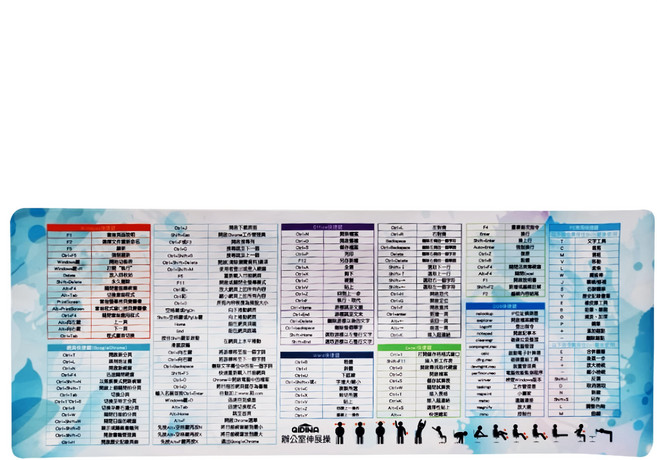 台灣設計款專業板快捷鍵滑鼠墊 表面防水防塵 防滑性能 柔軟舒適觸感 30x80cm, 藍色, 1個